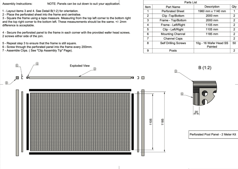 PERF Fence Panel DIY KIT - 2000W x 1185H - B - Image 6